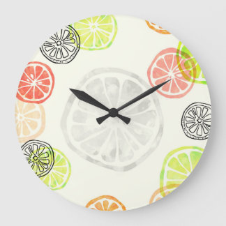 Horloge murale en tranches d'agrumes colorées - Fr