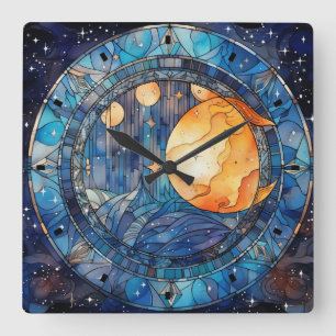 Horloge murale en verre céleste