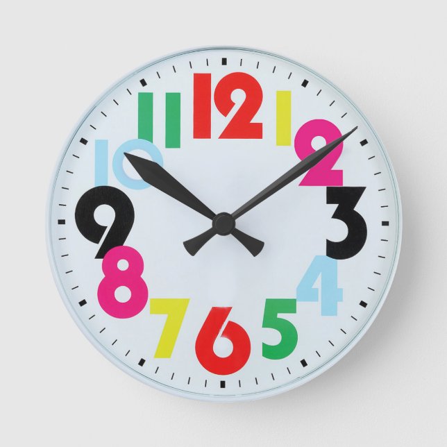 horloge murale enfant colorée (Recto)