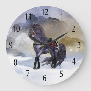 Horloge murale équine d'art de cheval d'hiver