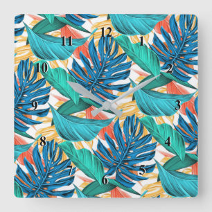 Horloge murale Exotique Tropicale Feuille - Modern