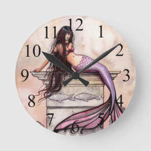 Horloge murale fantaisie de sirène princesse de la