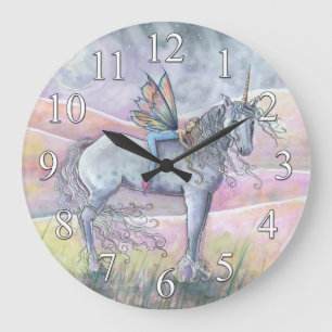 Horloge murale fantaisie licorne et fée
