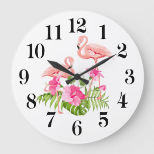 Horloge murale flamant rose