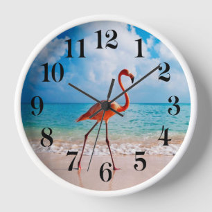 Horloge murale flamant rose
