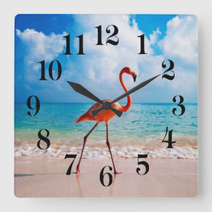 Horloge murale flamant rose
