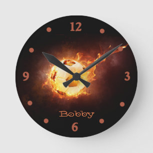Horloge murale flamboyante de ballon de football
