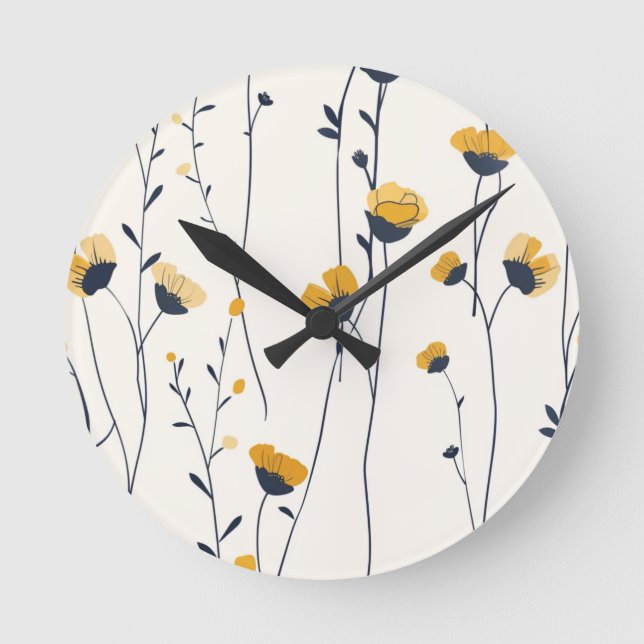 horloge murale fleur sauvage, horloge florale, mur (Recto)