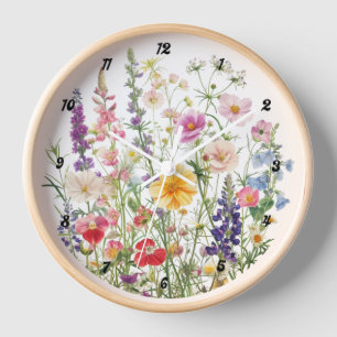 Horloge murale fleur sauvage, Horloge murale