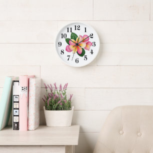 Horloge murale fleur tropicale