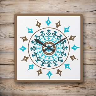 Horloge murale fleurie vintage de brun de