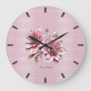 Horloge Murale Fleurs Roses Modernes