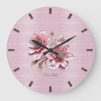 Horloge Murale Fleurs Roses Modernes