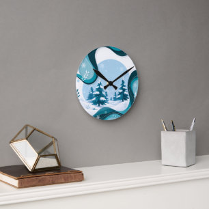 Horloge murale flocon de neige sarcelle Merveilleu