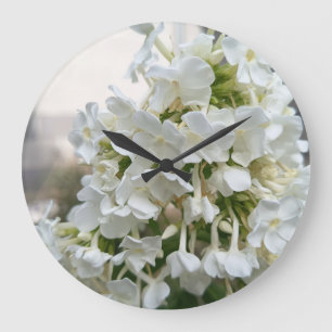 Horloge murale florale à Fleur Élégante Blanche