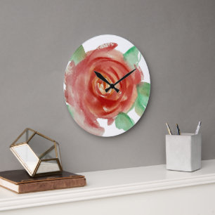Horloge murale florale artistique Rose Aquarelle R