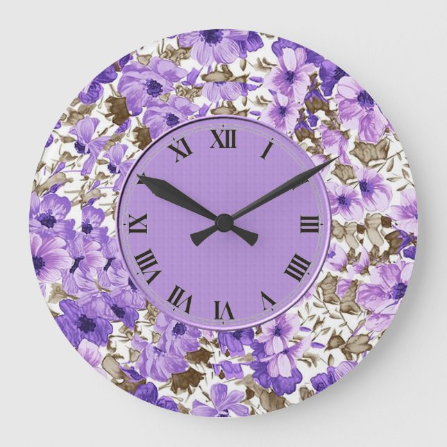 Horloge murale florale assez pourpre et blanche (Recto)
