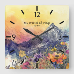 Horloge murale florale avec verset biblique