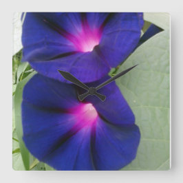 Horloge murale florale carrée