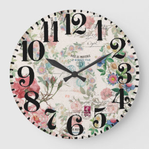 Horloge murale florale de nombre de rose français