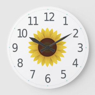 Horloge murale florale du tournesol jaune simple  