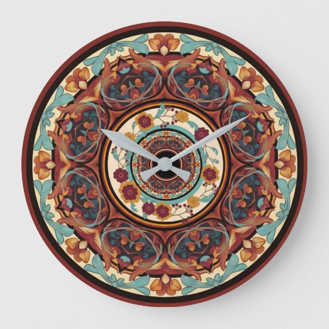 Horloge murale florale Mandala (Recto)