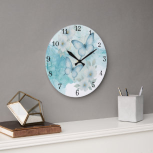 Horloge murale florale papillon élégant