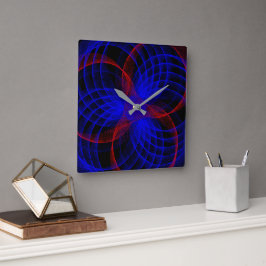 Horloge murale géométrique Carré bleu triple