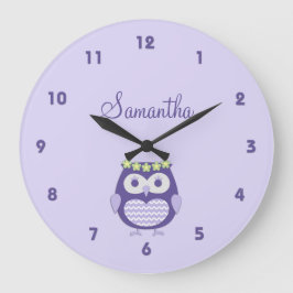 Horloge murale Girly mignonne de hibou de pourpre