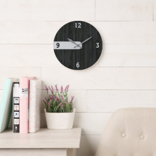 Horloge Murale Grain de Bois au Charbon Minimalist