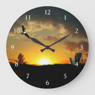 Horloge murale Grassée Jaune Du Coucher Du Soleil 