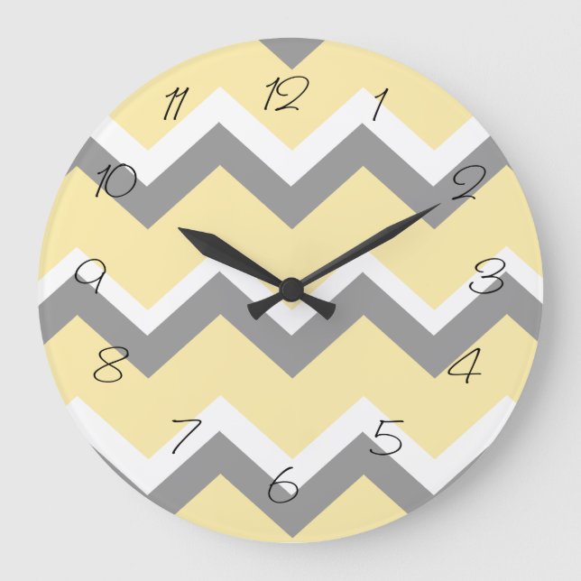 Horloge murale gris et jaune de Chevron (Recto)