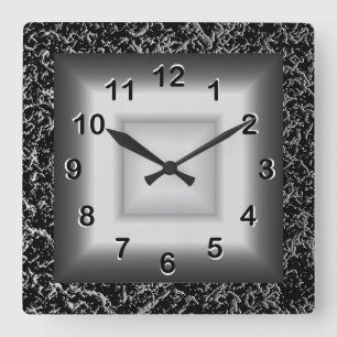 Horloge murale Gris Métal look Black Argent