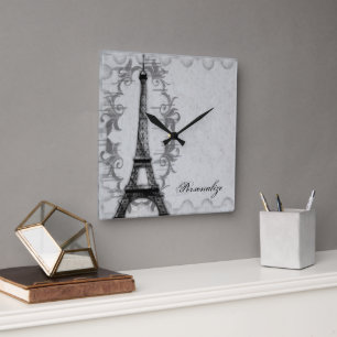 Horloge murale grise de grunge de Paris