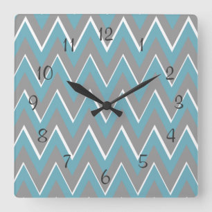 Horloge murale grise et turquoise de Chevron