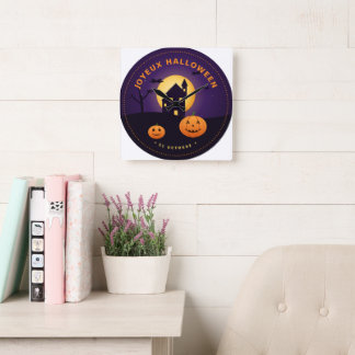 Horloge Murale Halloween Maison Hantée Citrouilles