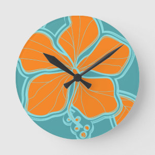 Horloge murale hawaïenne de Kailua Hibiscus