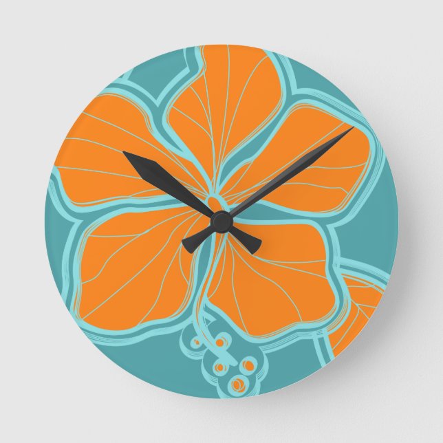 Horloge murale hawaïenne de Kailua Hibiscus (Recto)