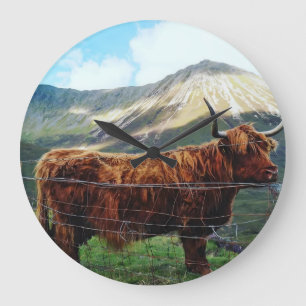 Horloge murale Highland Cow - Décoration rustique