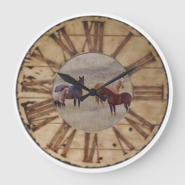 Horloge murale Horse et poulain Western Rustic Hor (Recto)
