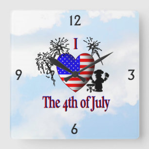 Horloge murale I Heart Fourth of July
