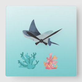 Horloge murale illustration Poisson raie sous l'ea