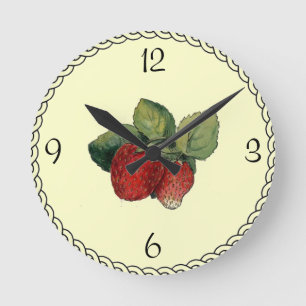 Horloge murale illustration vintage de fraise