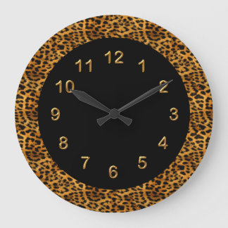 Horloge murale imprimé léopard noir animal