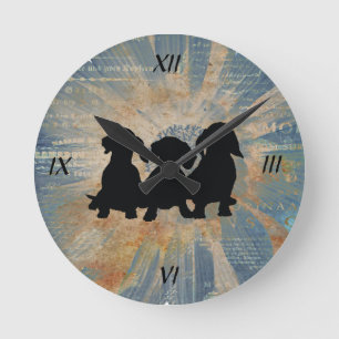Horloge murale imprimée allemande Dachshund bleu o