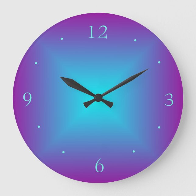 Horloge murale imprimée avec éclairage violet/aqua (Recto)