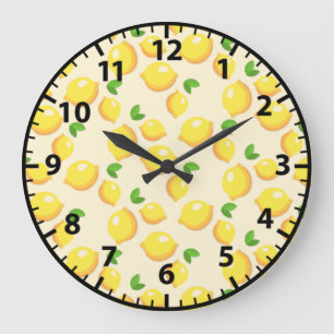 Horloge murale jaune fruit d'été citrons citrons