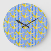 Horloge murale jaune motif nautique