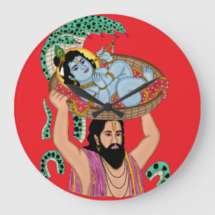 Horloge murale Krishna et Vasudeva