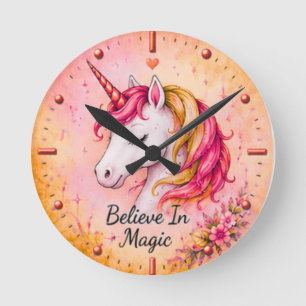 Horloge murale licorne Croyez à la magie